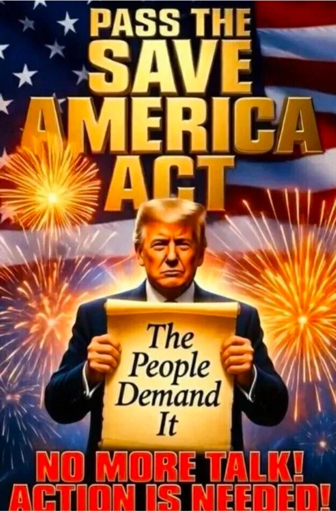 PASS THE SAVE AMERICA ACT The People Demand It NO MORE TALK! ACTION IS NEEDED!