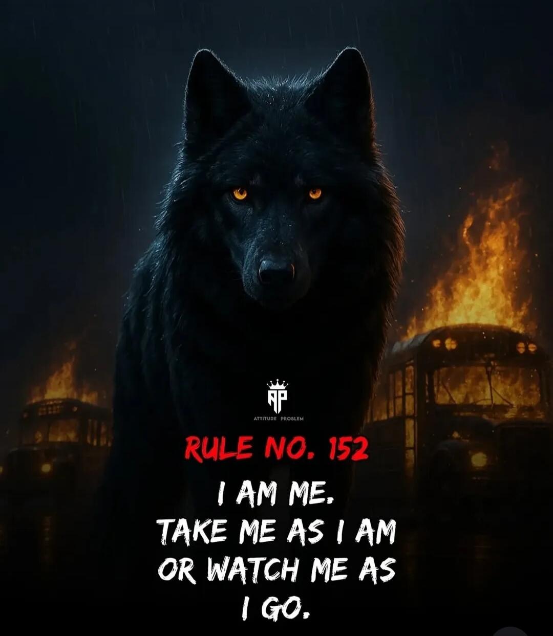 ATTITUDE PROBLEM RULE NO. 152 I AM ME, TAKE ME AS I AM OR WATCH ME AS I GO.