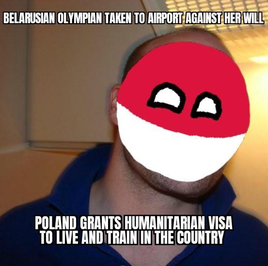 BELARUSIAN OLYMPIAN TAKEN T0 AIRPORTSAGAINSTHERWILL POLAND GRANTS HUMANITARIAN VISA T0 LIVE ANDITRAININTHE COUNTRY