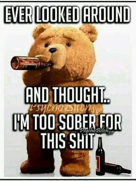 EVER LOOKED AROUND AND THOUGHT.. I'M TOO SOBER FOR THIS SHIT