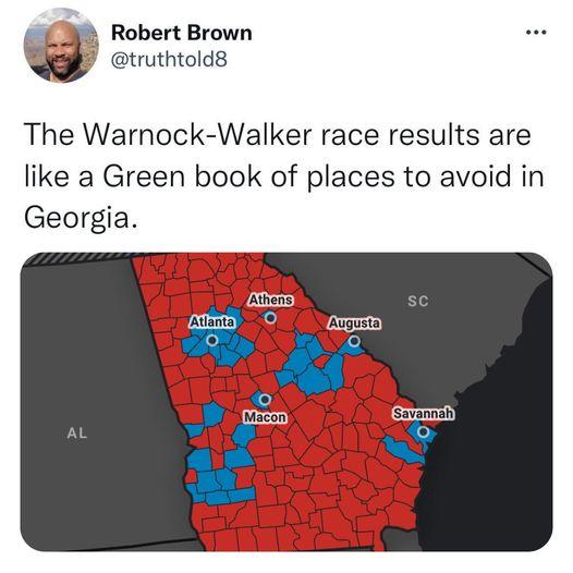 L Robert Brown A y truthtold8 The Warnock Walker race results are like a Green book of places to avoid in Georgia