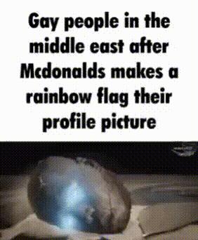 Gay people in the middle east after Mcdonalds makes a rainbow flag their