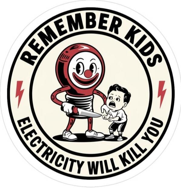 REMEMBER KIDS ELECTRICITY WILL KILL YOU