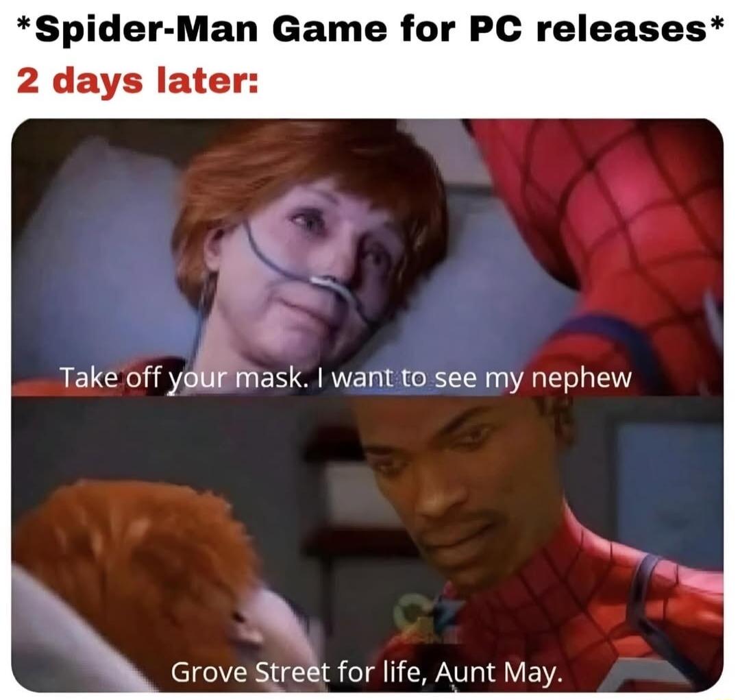 Spider Man Game for PC releases 2 days later Al Grove Street for life Aunt May