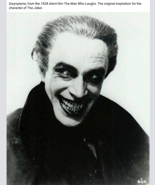 Gwynplaine from the 1928 silent film The Man Who Laughs The character of The Joker original inspiration for the