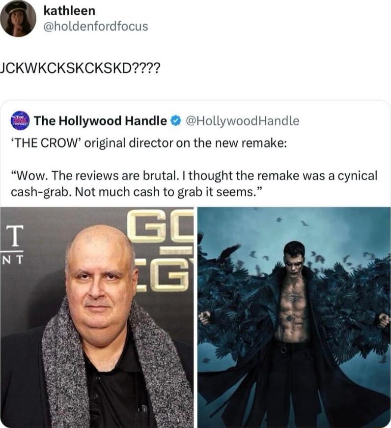 kathleen aholdenfordfocus JCKWKCKSKCKSKD7 The Hollywood Handle H THE CROW original director on the new remake woodHandle Wow The reviews are brutal thought the remake was a cynical cash grab Not much cash to grab it seems