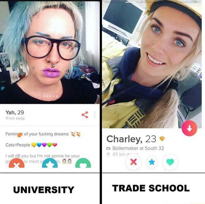 Yah, 29 11 km away
Female I may be your fucking dreamz 😼💫
I will do you but I’m not gonna be your ...
Charley, 23 • Boilermaker at South 32
43 km away
UNIVERSITY | TRADE SCHOOL