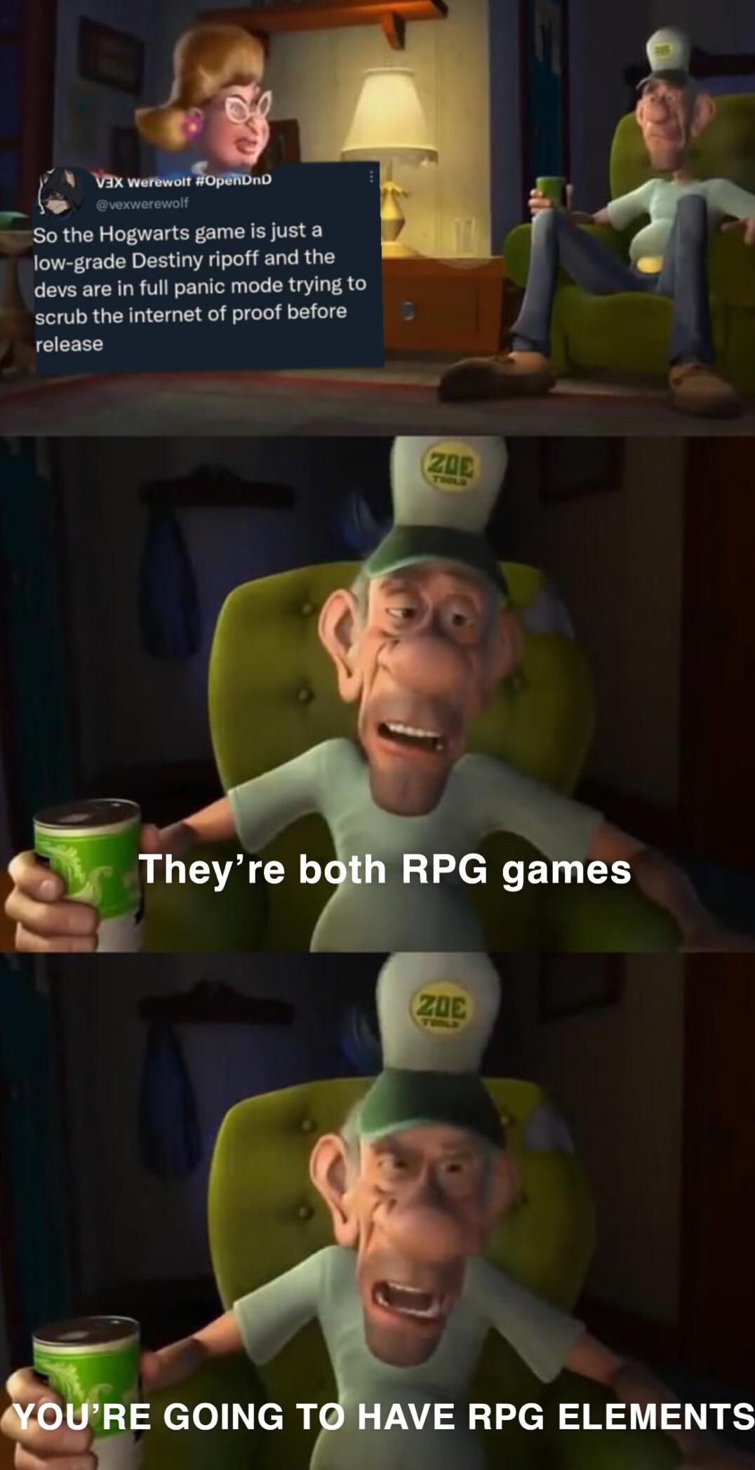 So the Hogwarts game s just a low grade Destiny ripoff and the devs are in ful panic mode trying to scrub the internet of proof before release E RPG ELEMENTS