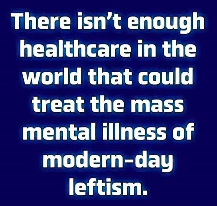 There isn't enough healthcare in the world that could treat the mass mental illness of modern-day leftism.