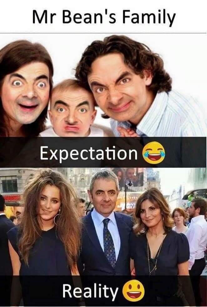 Mr Bean's Family
Expectation 😂
Reality 😅