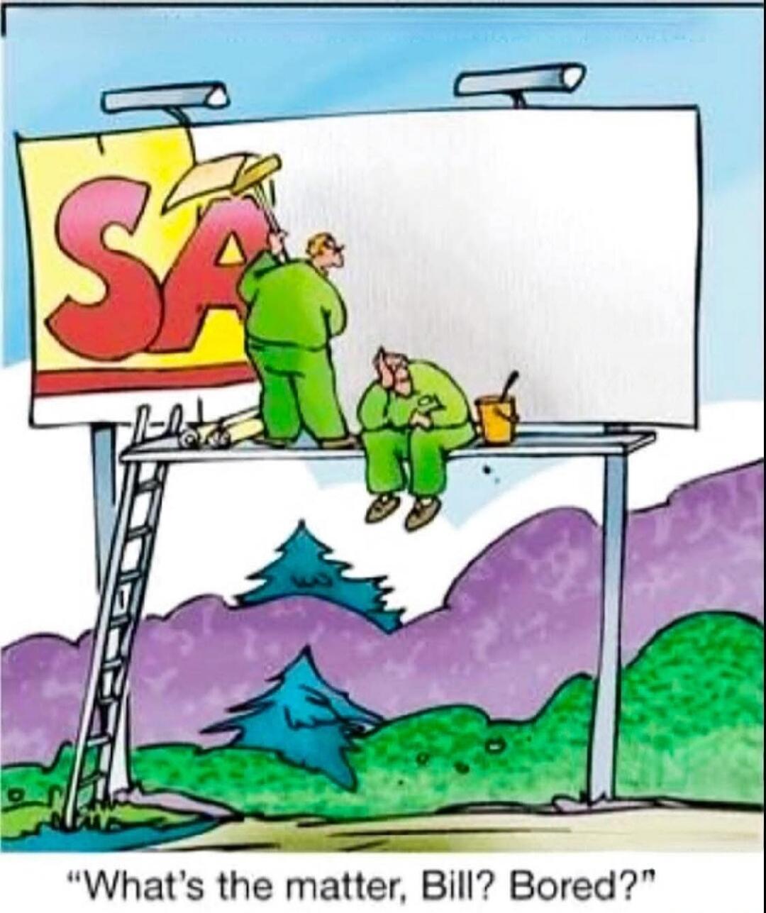 SALE (partial letters on the billboard) and the caption: 