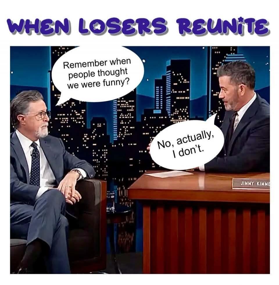 WHEN LOSERS REUNITE. Remember when people thought we were funny? No, actually, I don't. JIMMY KIMMEL.
