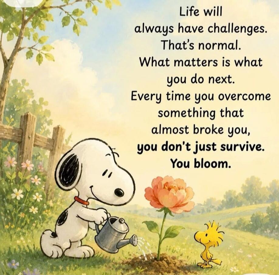 Life will always have challenges. That's normal. What matters is what you do next. Every time you overcome something that almost broke you, you don't just survive. You bloom.