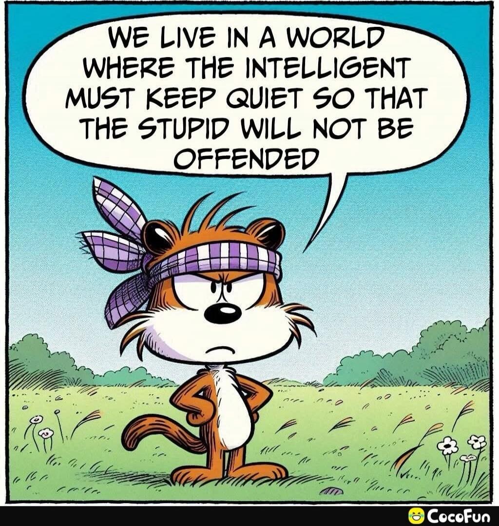 WE LIVE IN A WORLD WHERE THE INTELLIGENT MUST KEEP QUIET SO THAT THE STUPID WILL NOT BE OFFENDED