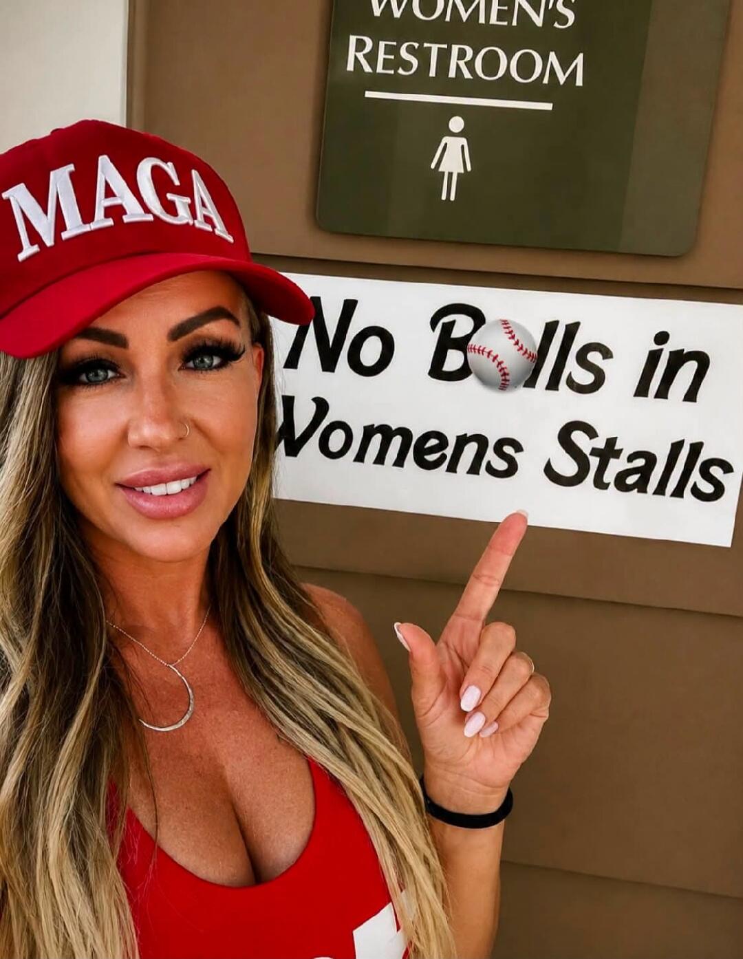 WOMEN'S RESTROOM No Balls in Womens Stalls MAGA