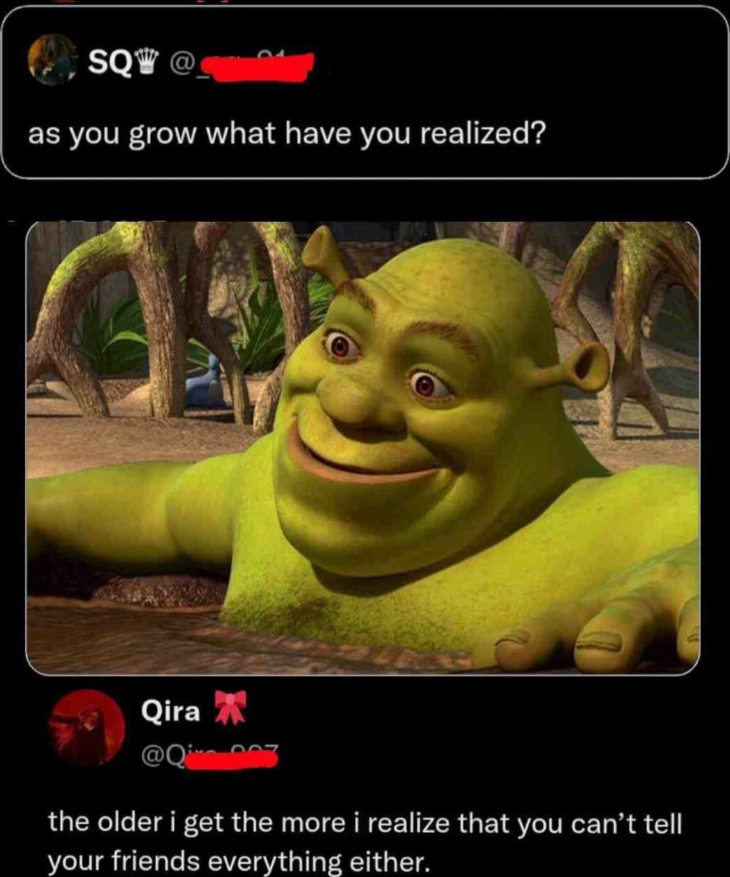 as you grow what have you realized?\nthe older i get the more i realize that you can’t tell your friends everything either.