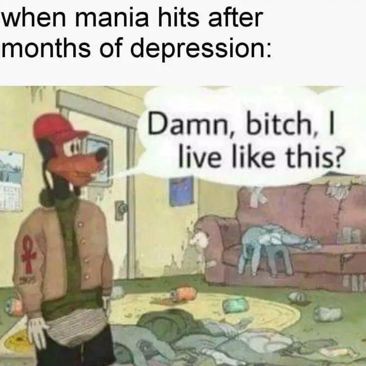 hen mania hits after months of depression S Damn bitch live like this o
