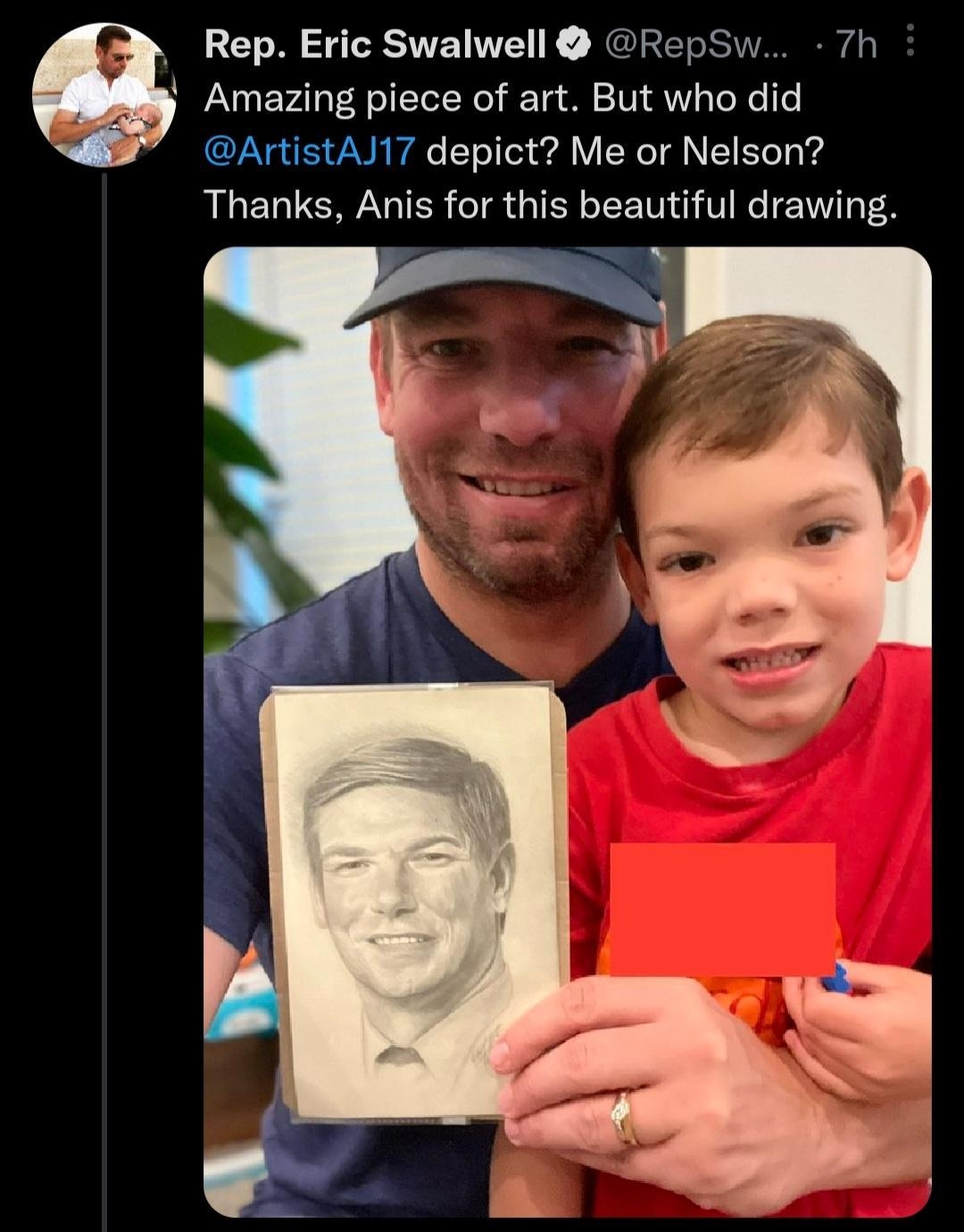 Rep Eric Swalwell RepSw 7h Amazing piece of art But who did ArtistAJ17 depict Me or Nelson LU TER TR GIEY LG VR E VTS 125 1Q 154 o