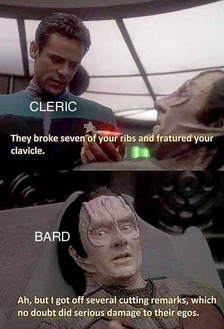 CLERIC They broke severgWhs and fratured your EVIER e Y Ah but got off several cutting remarks which no doubt did serious damage to their egos e