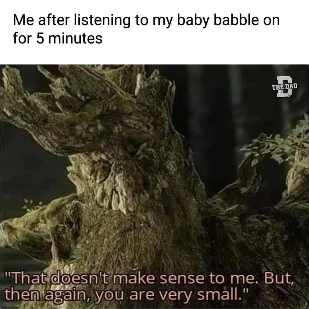 Me after listening to my baby babble on for 5 minutes at themta FF That_e A Ak 758 snitmake sense to me But s 3gain you are very small