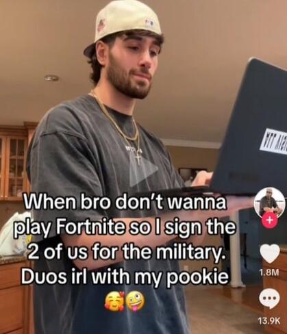 Whenbro dont wanac ay Fortnitefsollisignithe 2 of usforithe military DIV T KVTh Mg VA oo Tl 4 M O LEXTS