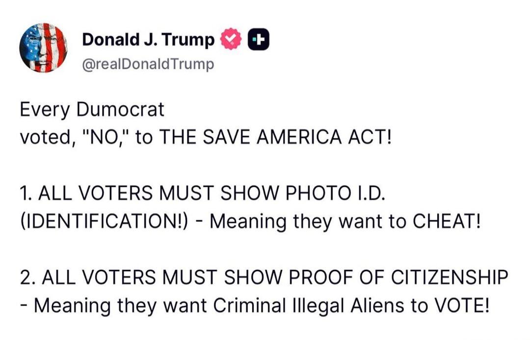 Donald J. Trump @realDonaldTrump Every Dumocrat voted, 
