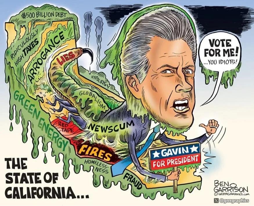THE STATE OF CALIFORNIA...
VOTE FOR ME! ... YOU IDIOTS!
GAVIN FOR PRESIDENT
BEN GARRISON