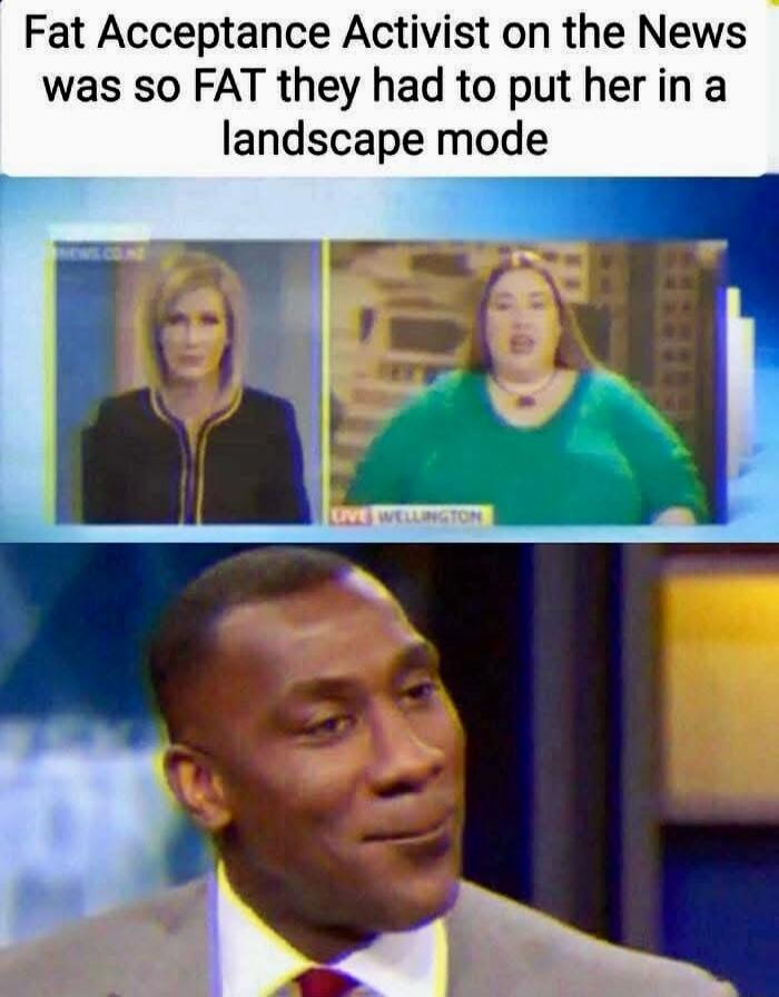 Fat Acceptance Activist on the News was so FAT they had to put her in a landscape mode