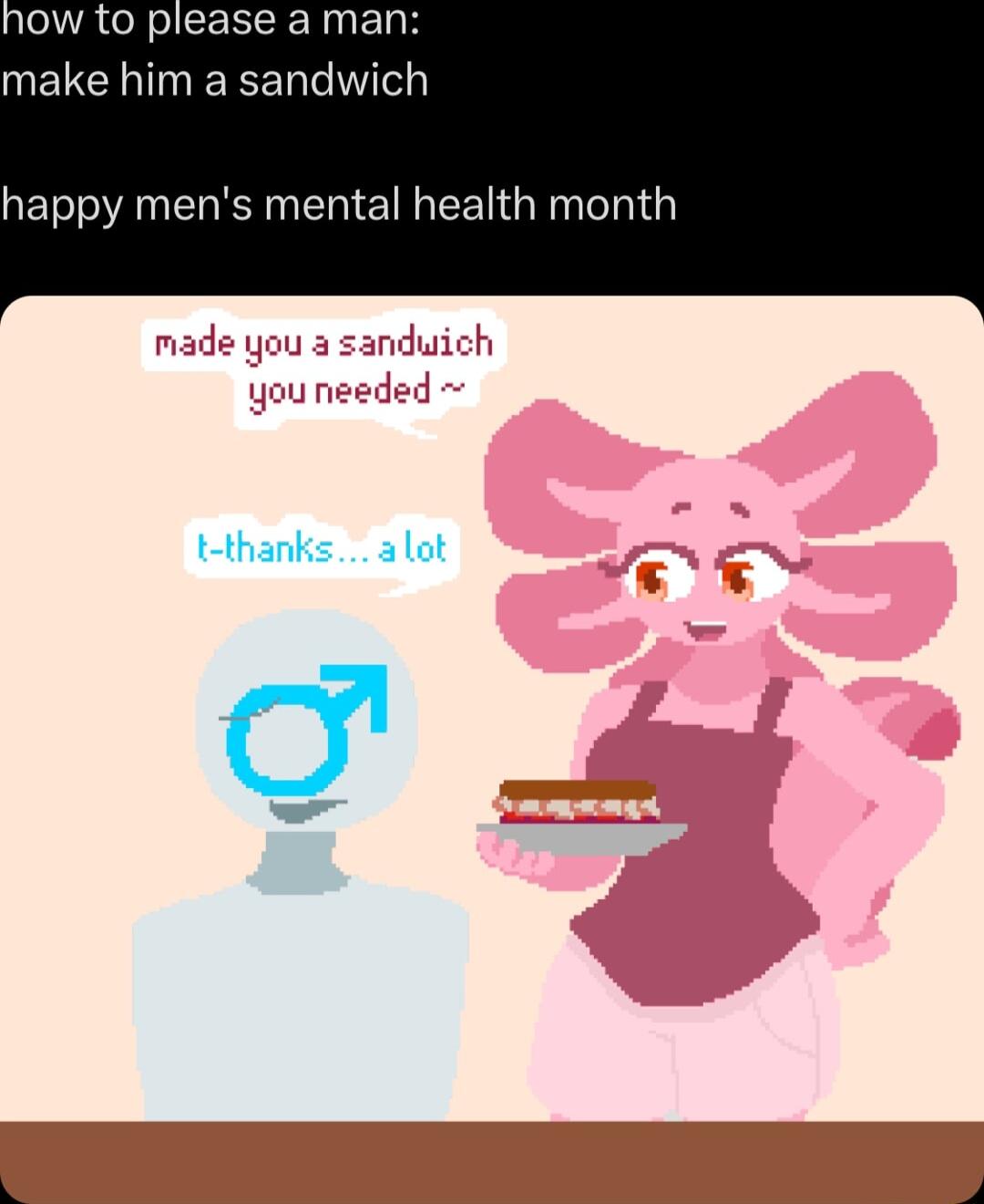 ow to please a man NELCHITEEER W happy mens mental health month t thanks alot