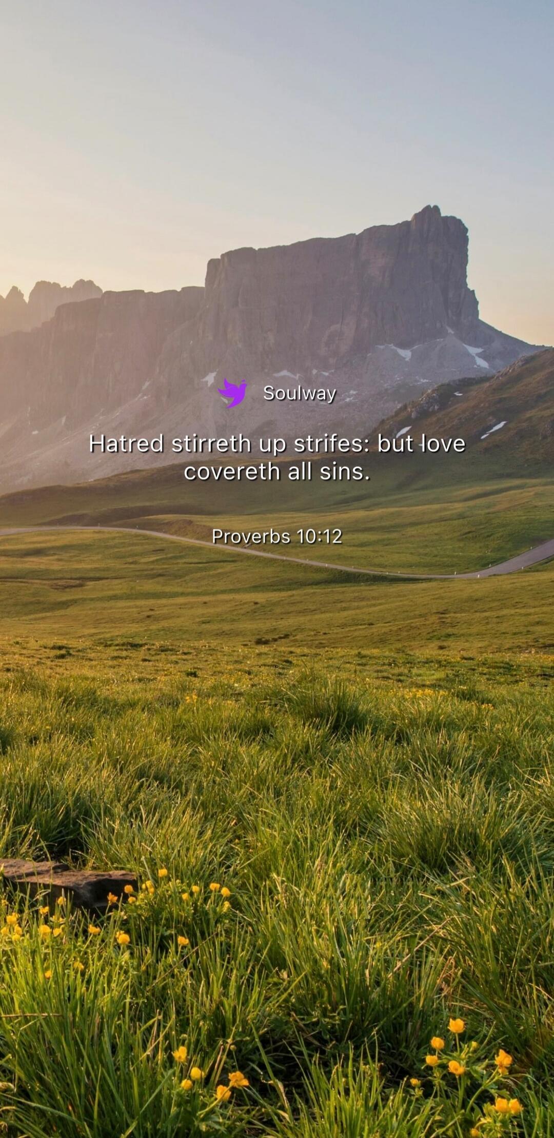 Soulway
Hatred stirreth up strifes: but love covereth all sins.
Proverbs 10:12