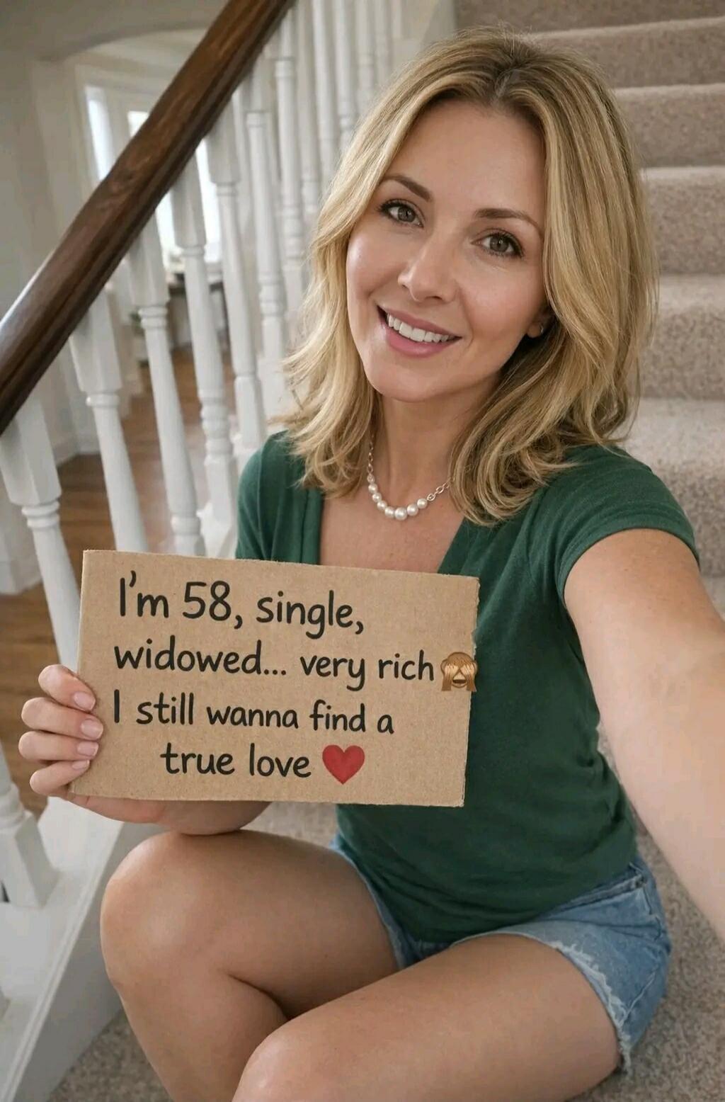 I'm 58, single, widowed... very rich. I still wanna find a true love.