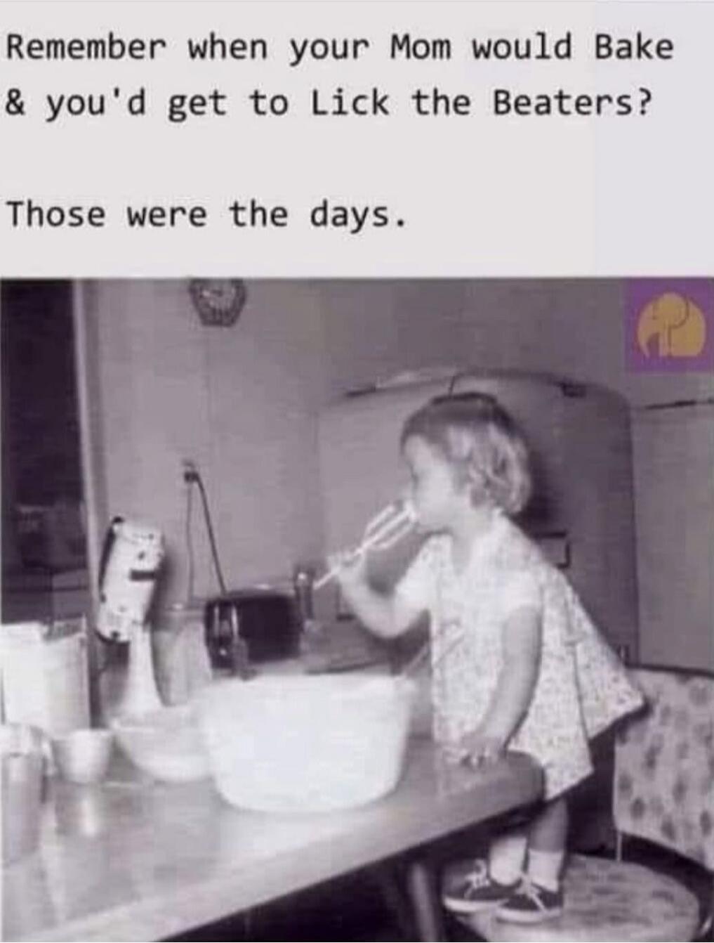 Remember when your Mom would Bake & you'd get to lick the Beaters? Those were the days.