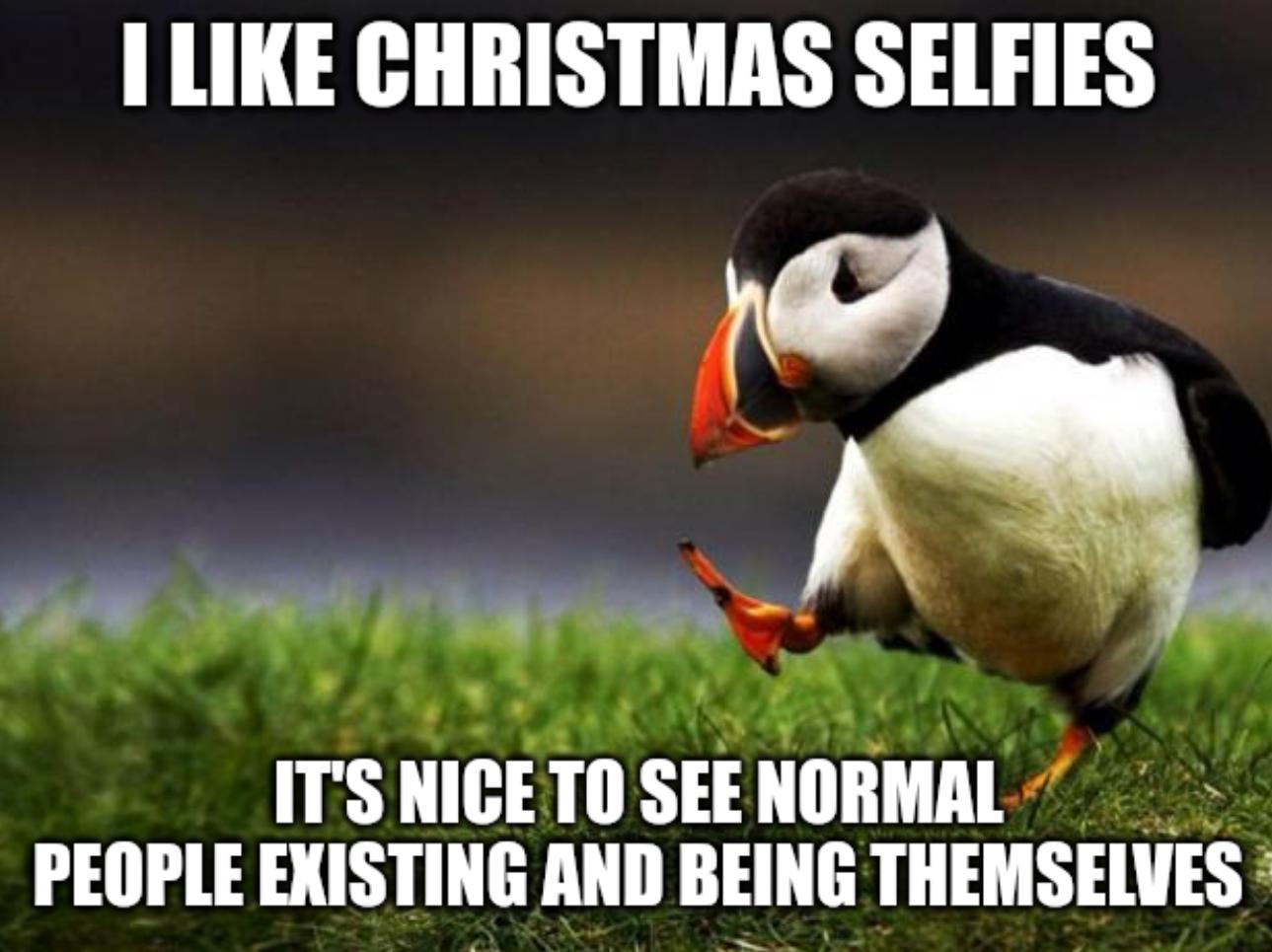 I LIKE CHRISTMAS SELFIES 43 I 0 ITS NICETO SEEN llll A PEOPLE IXISTIIIE AND BEIIIE THEMSELVES