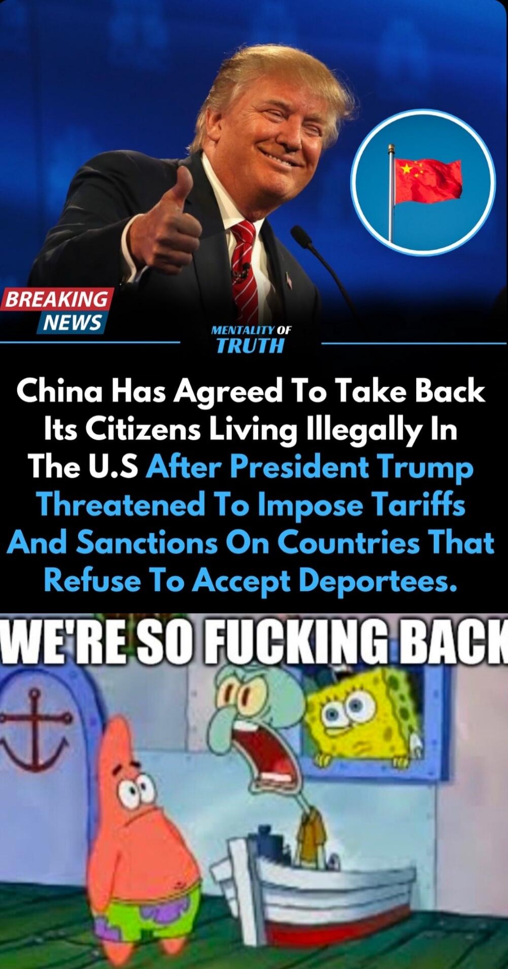 NEWS wonTauy oF it China Has Agreed To Take Back Its Citizens Living Illegally In