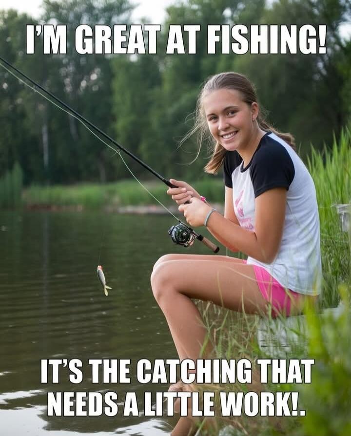 I'M GREAT AT FISHING! IT'S THE CATCHING THAT NEEDS A LITTLE WORK!