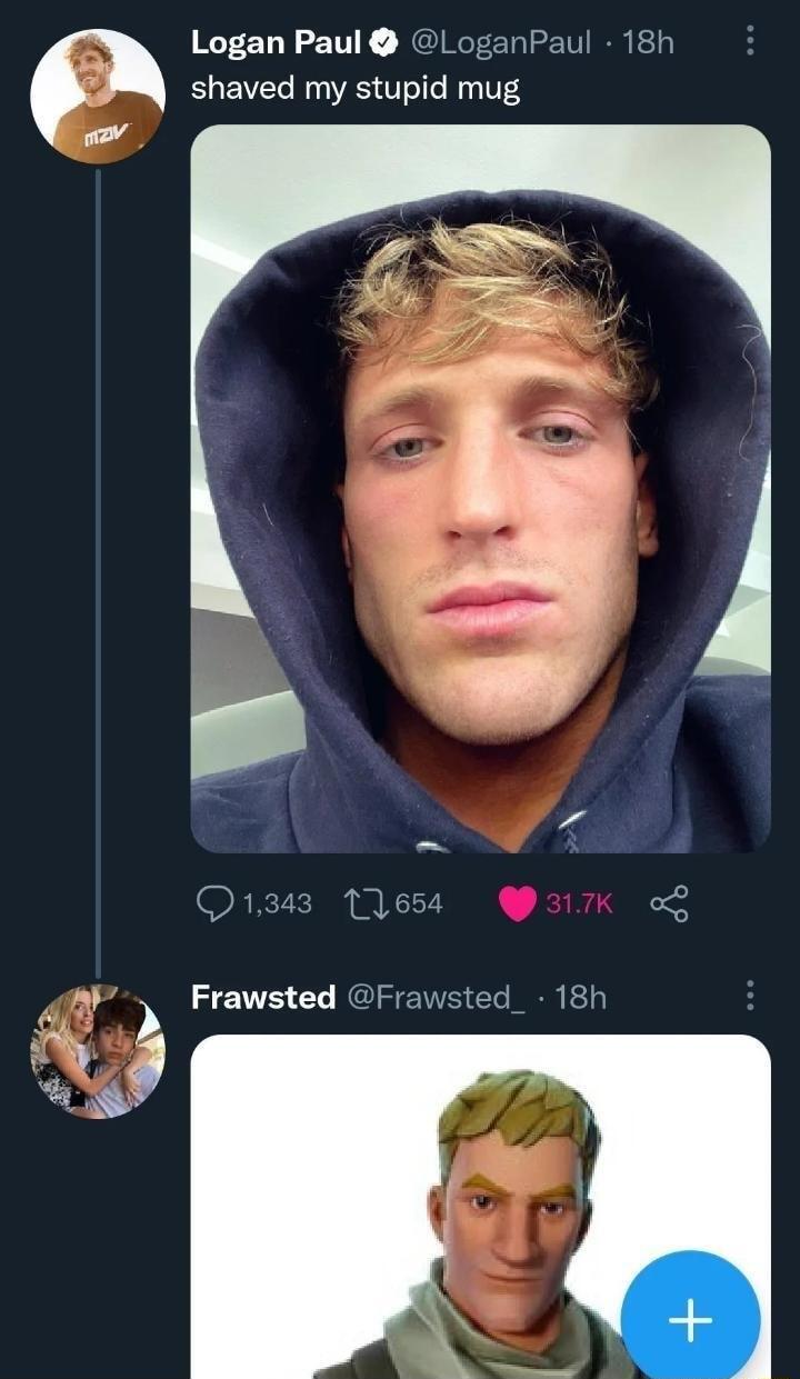 Logan Paul LoganPaul 18h shaved my stupid mug g Frawsted Fraws 1