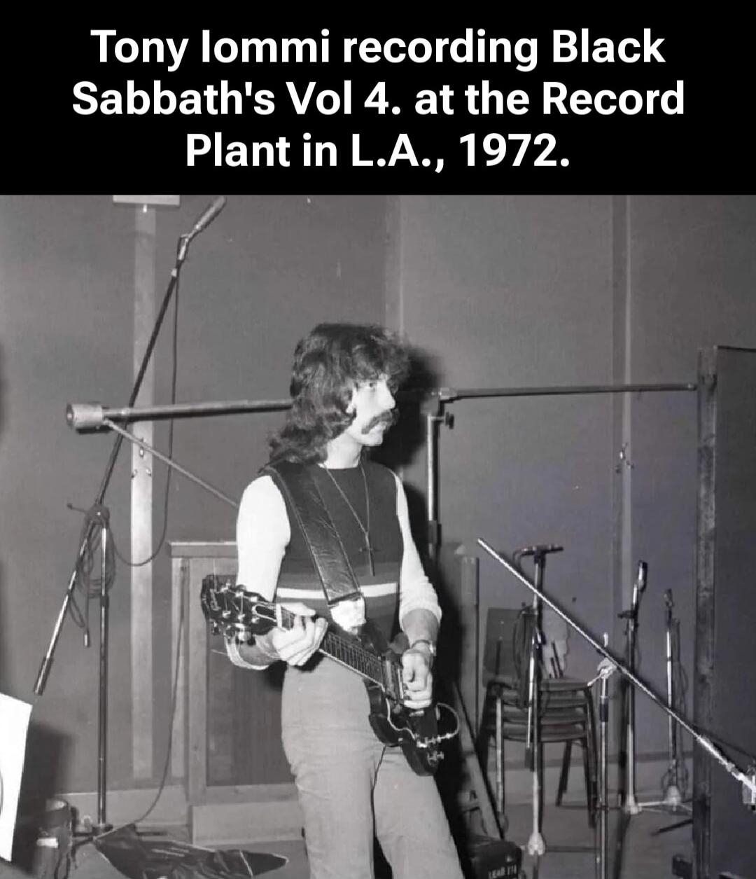 Tony Iommi recording Black Sabbath's Vol 4. at the Record Plant in L.A., 1972.