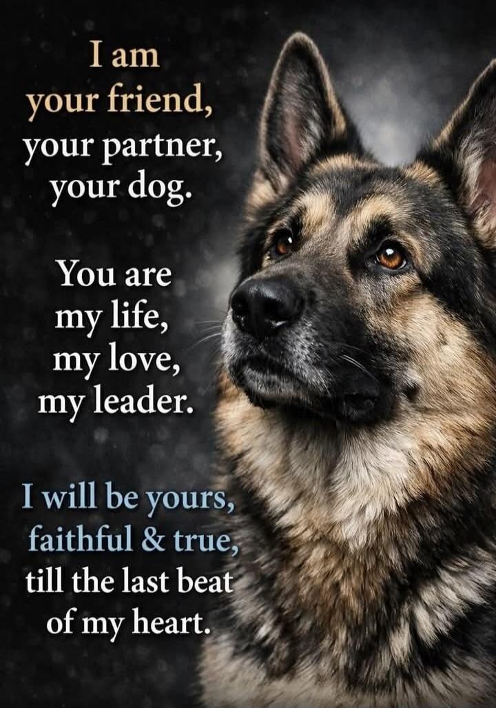 I am your friend, your partner, your dog. You are my life, my love, my leader. I will be yours, faithful & true, till the last beat of my heart.
