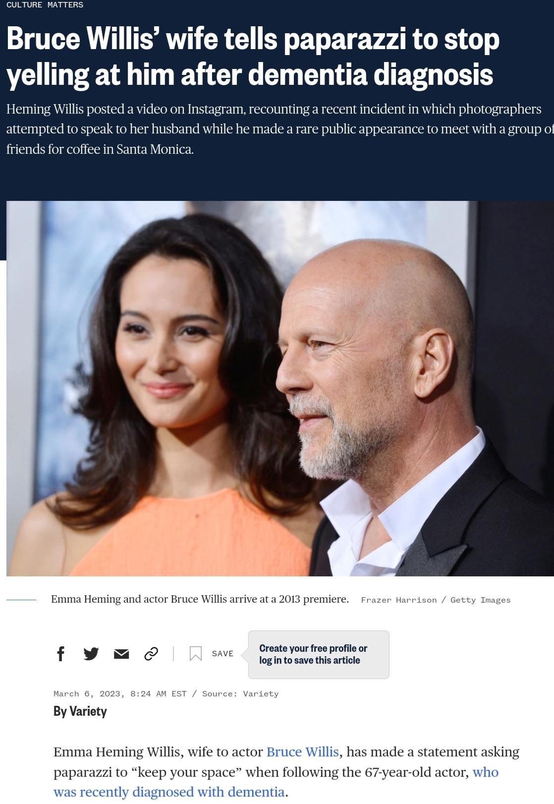Bruce Willis wife tells paparazzi to stop yelling at him after dementia diagnosis it asking