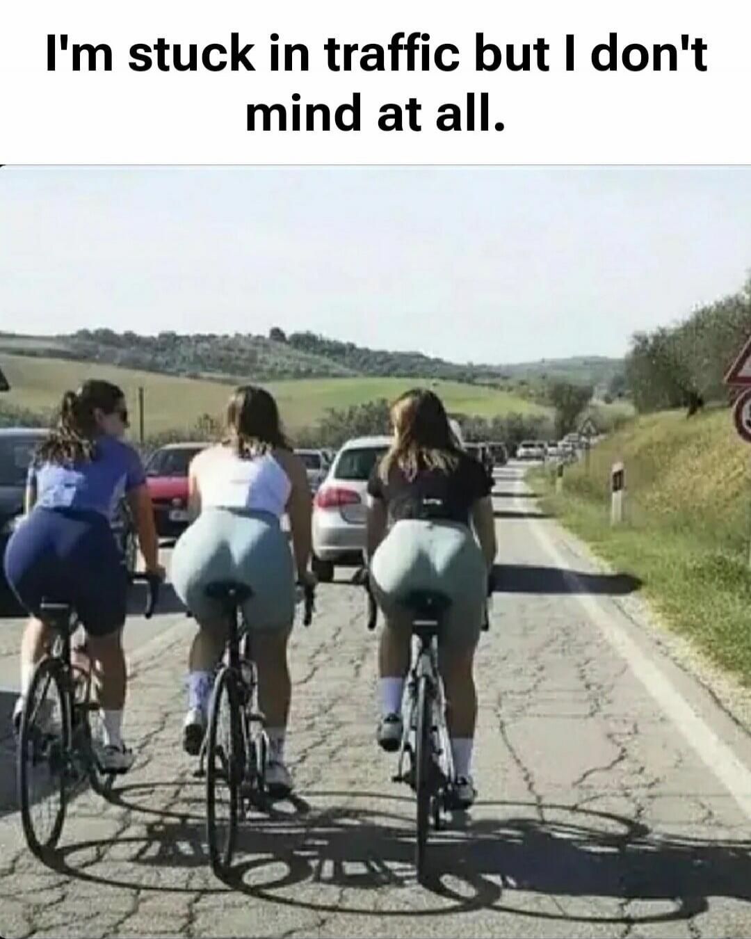 I'm stuck in traffic but I don't mind at all.