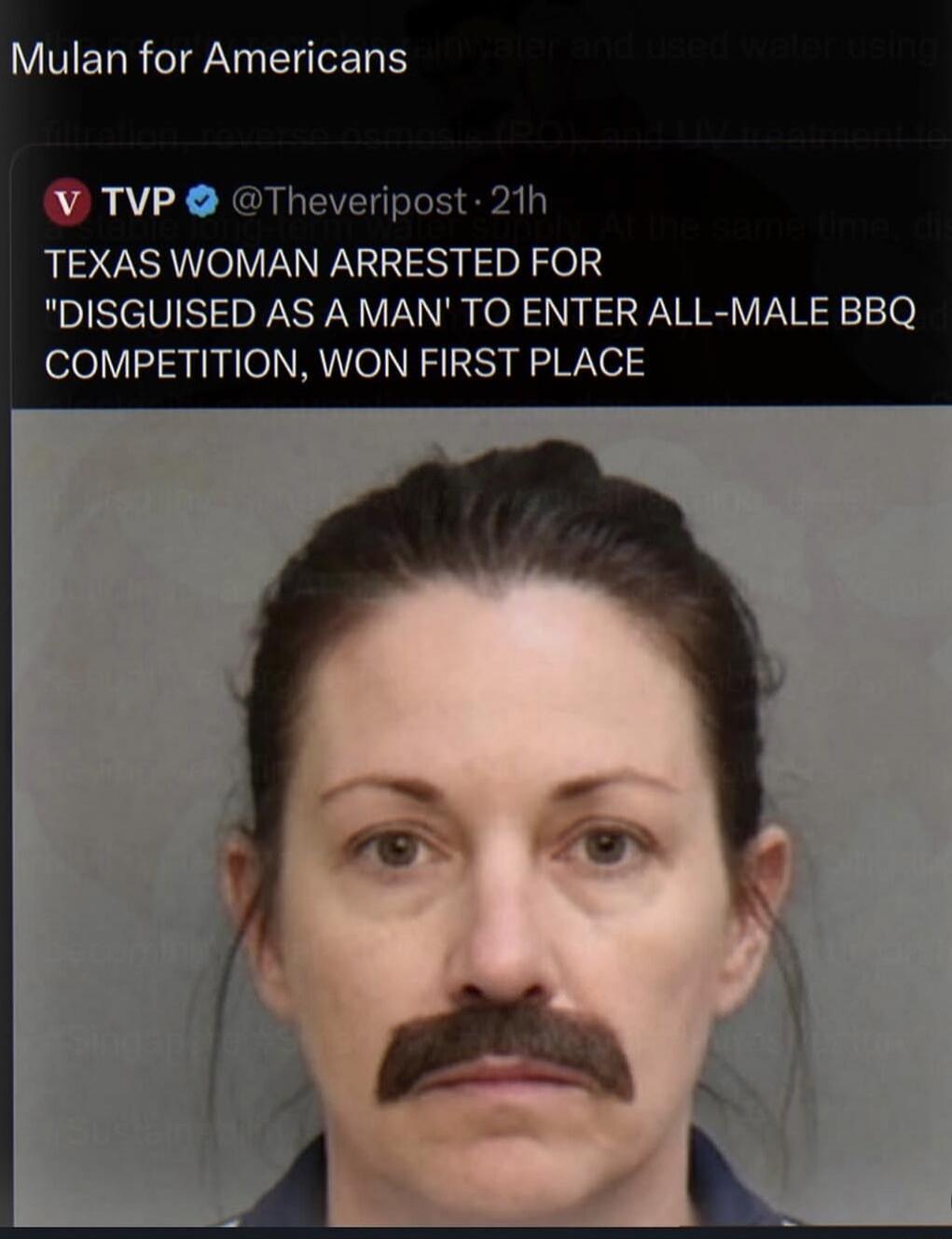 Mulan for Americans. TEXAS WOMAN ARRESTED FOR 
