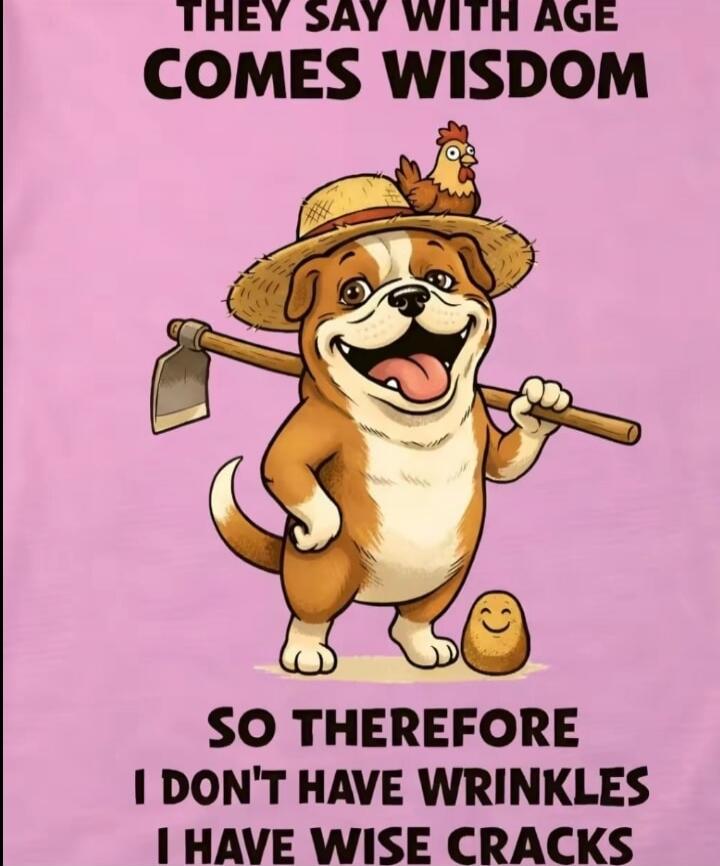 THEY SAY WITH AGE COMES WISDOM SO THEREFORE I DON'T HAVE WRINKLES I HAVE WISE CRACKS