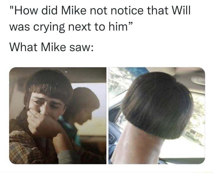 How did Mike not notice that Will was crying next to him What Mike saw