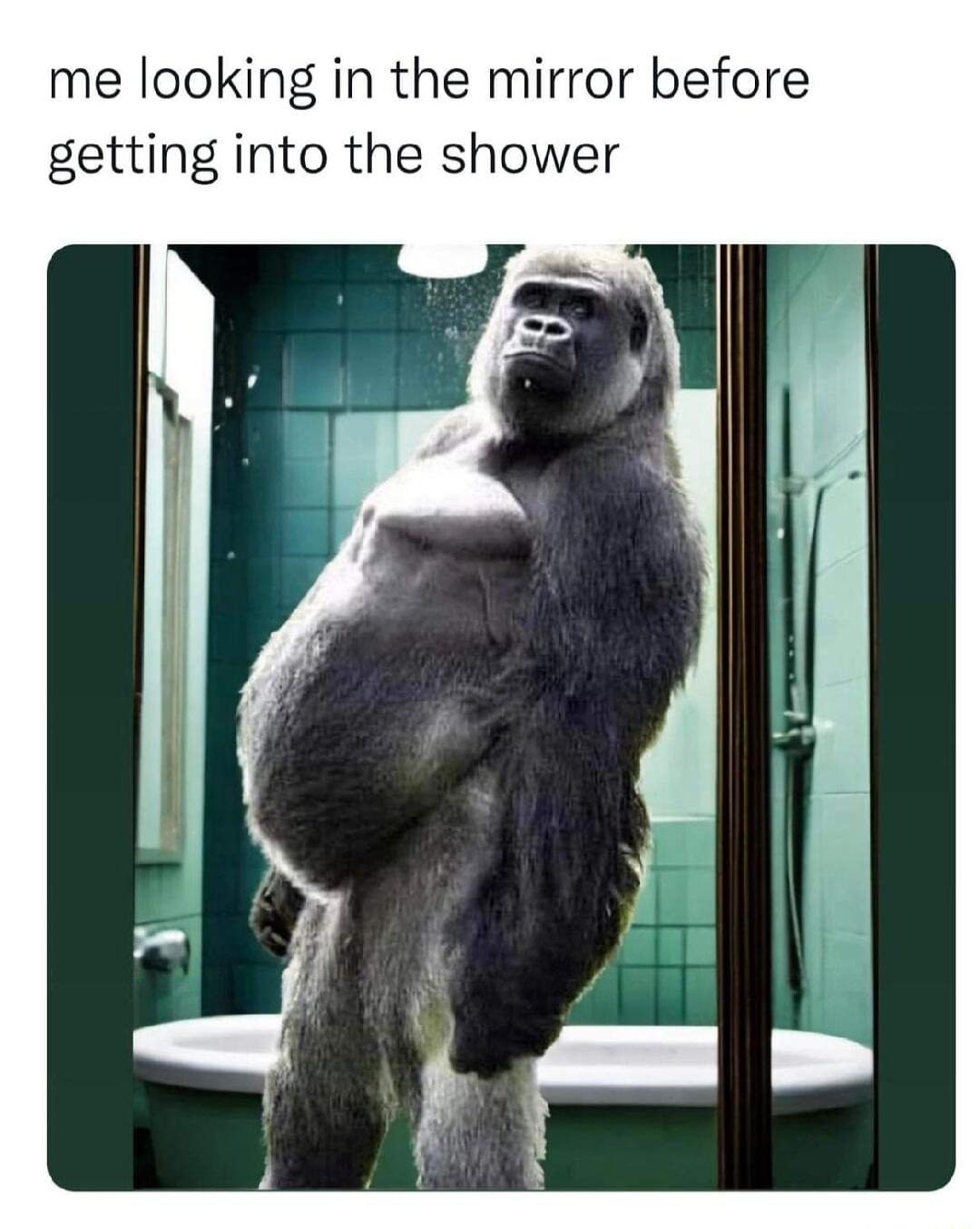me looking in the mirror before getting into the shower