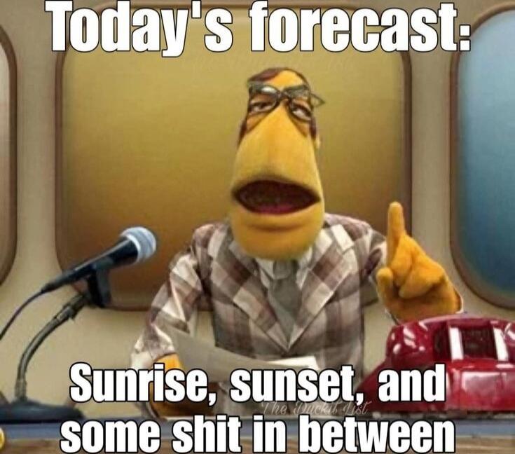Today's forecast: Sunrise, sunset, and some shit in between