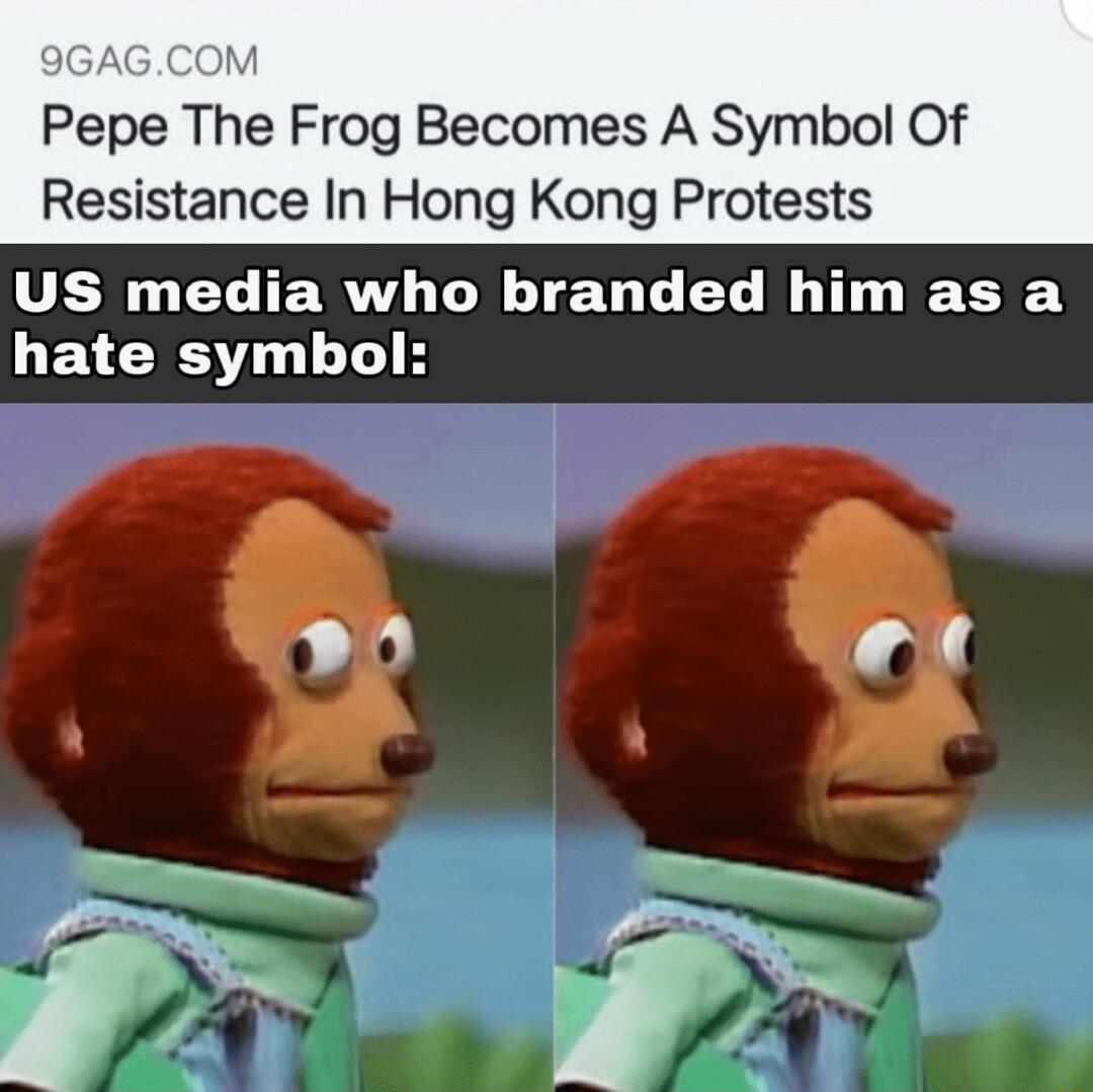 9GAGCOM Pepe The Frog Becomes A Symbol Of Resistance In Hong Kong Protests VNG CLTERU LR T EG L BT T LEVCRS T H