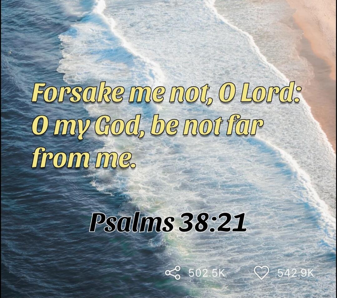 Forsake me not, O Lord: O my God, be not far from me. Psalms 38:21