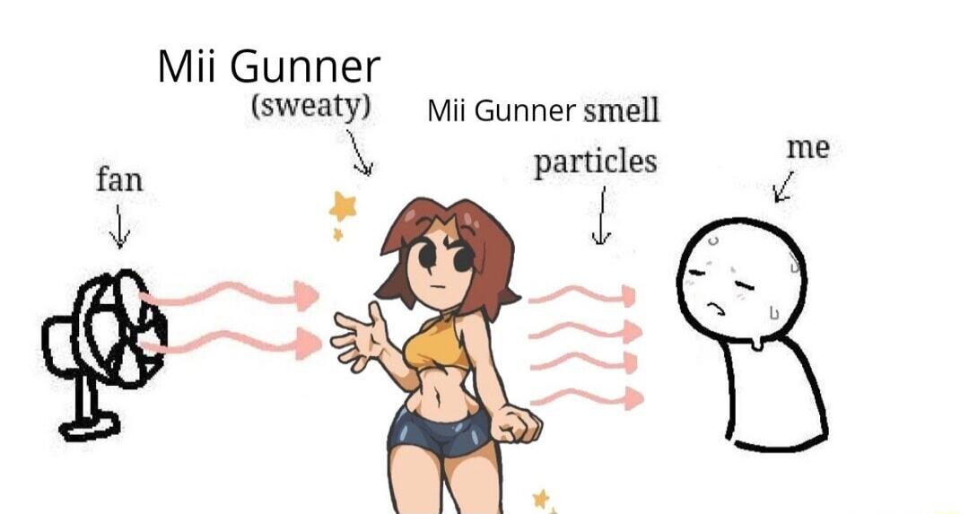 fan Mii Gunner swealy Mii Gunner smell pamcles