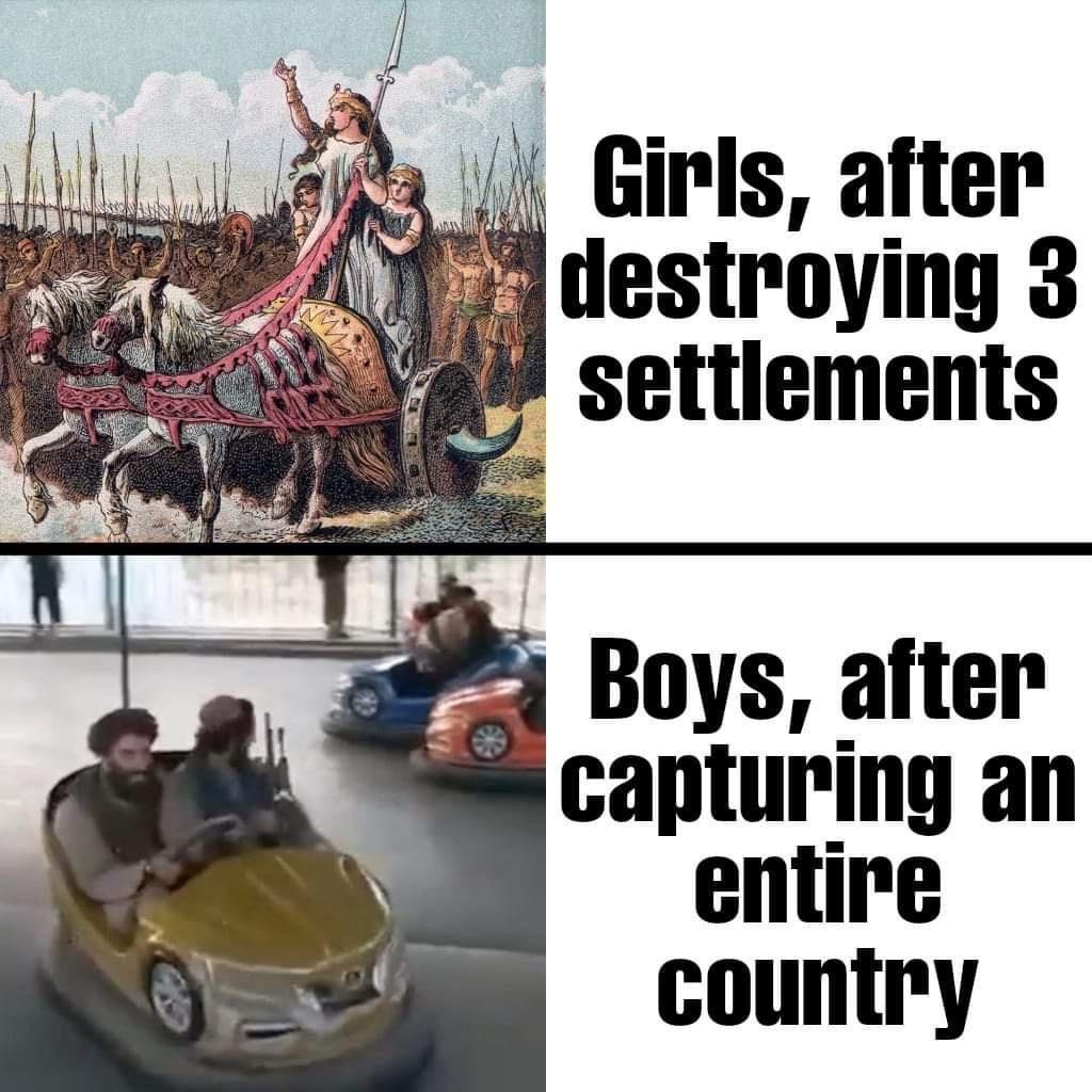 Girls after ydestroying 3 settlements capturing an entire country