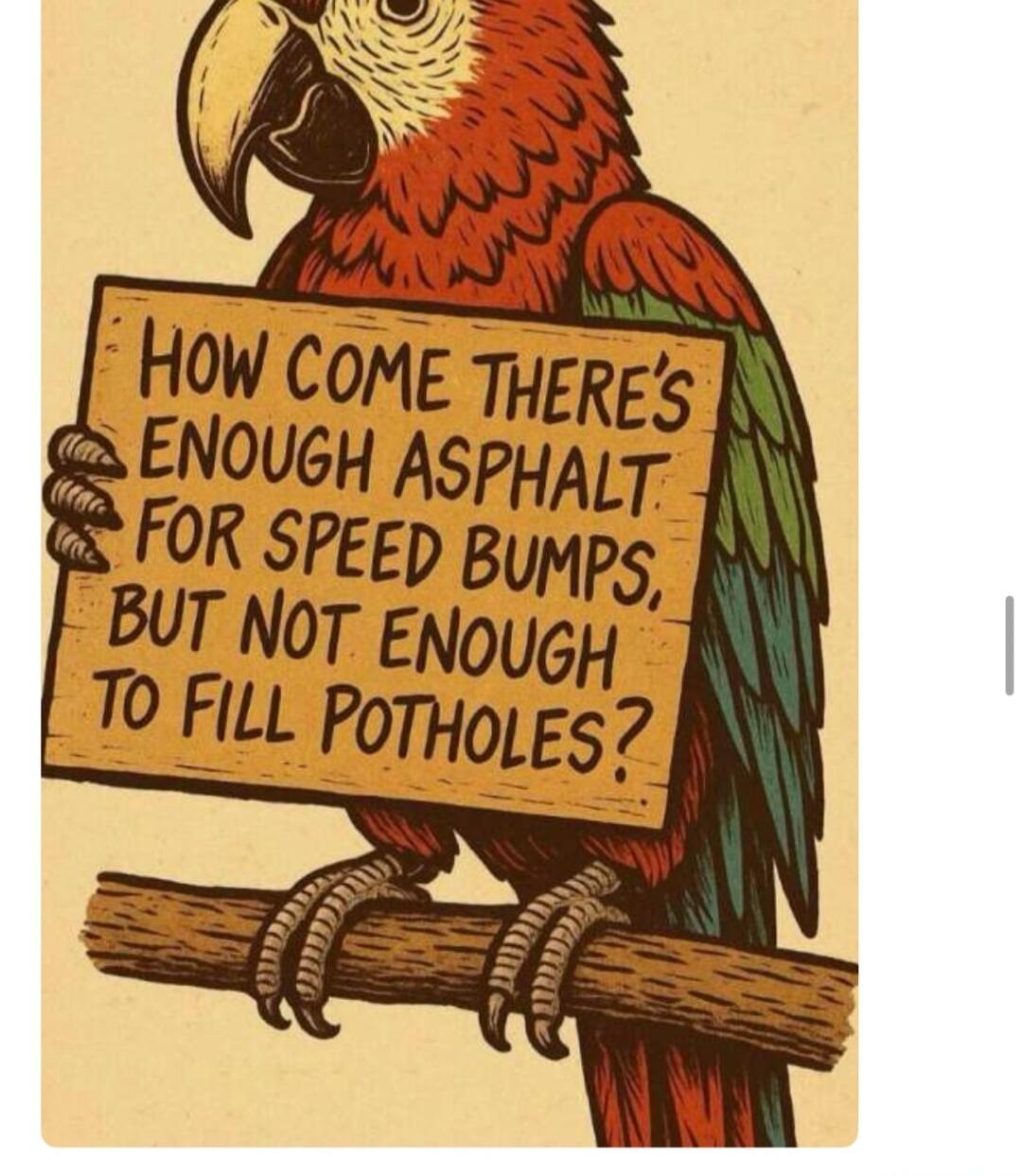 How come there's enough asphalt for speed bumps, but not enough to fill potholes?